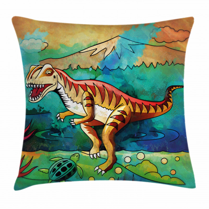 Colorful Velociraptor Pillow Cover