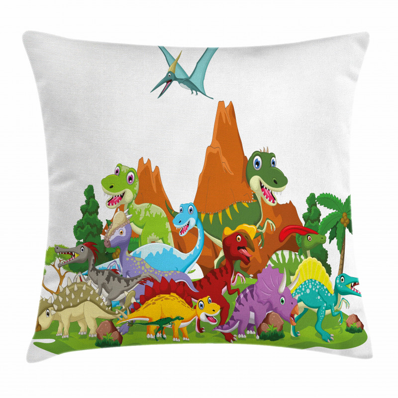 Funny Creatures Trees Pillow Cover