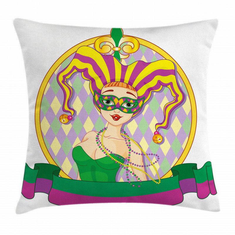 Harlequin Lady Frame Pillow Cover