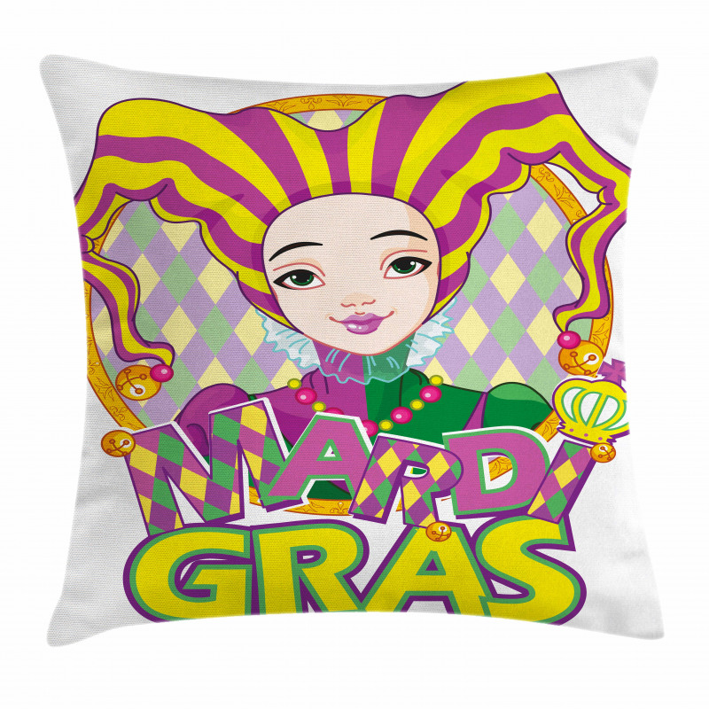Carnival Girl in Hat Pillow Cover