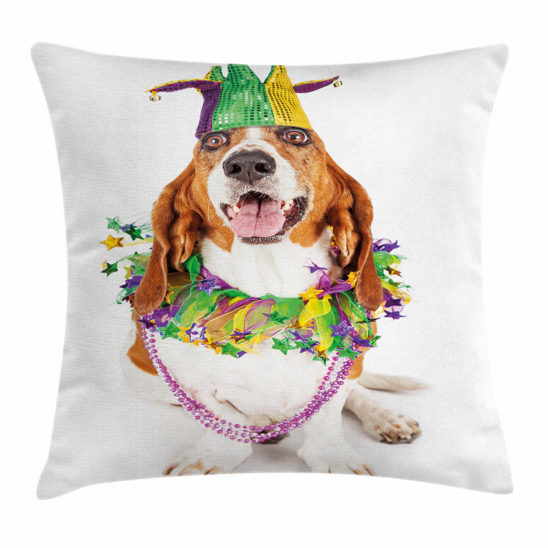 Happy Dog Jester Hat Pillow Cover