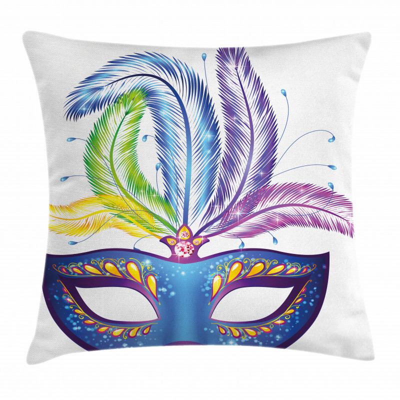 Blue Venetian Mask Pillow Cover