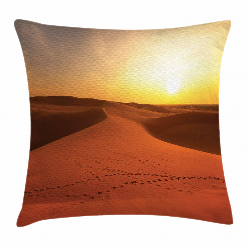 Footprints on Sand Dunes Pillow Cover