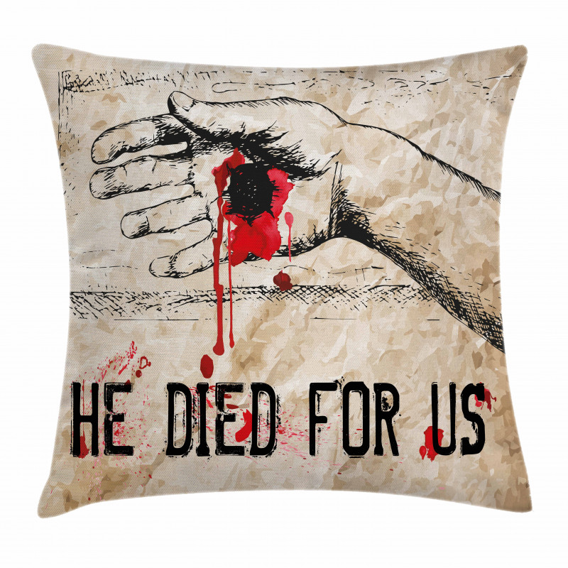 Bloody Hand Nailed Sketch Pillow Cover
