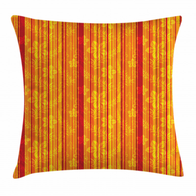 Vertical Stripes Floral Pillow Cover