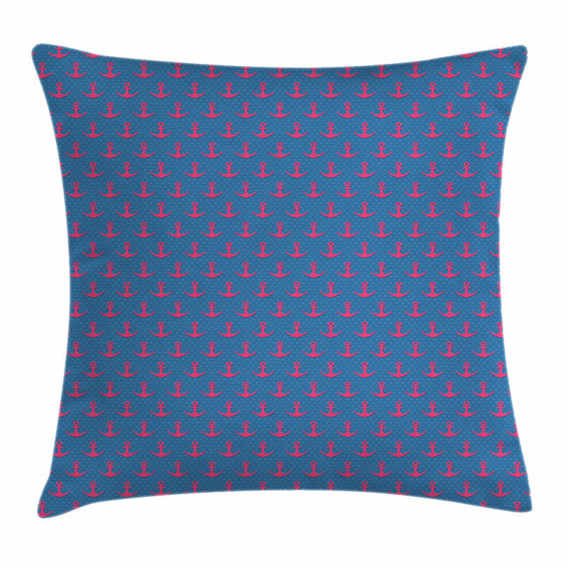 Pink on Blue Dots Pillow Cover