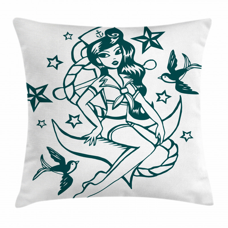 Pin-up Girl Sailor Suit Pillow Cover