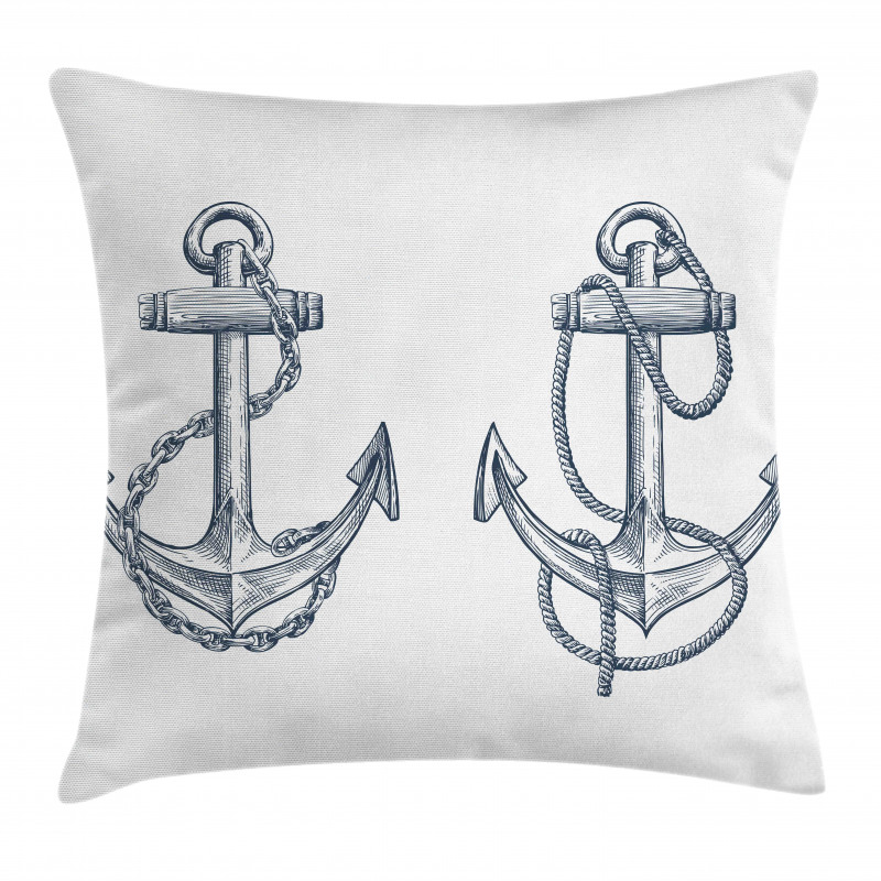 Vintage Sketch of Anchor Pillow Cover