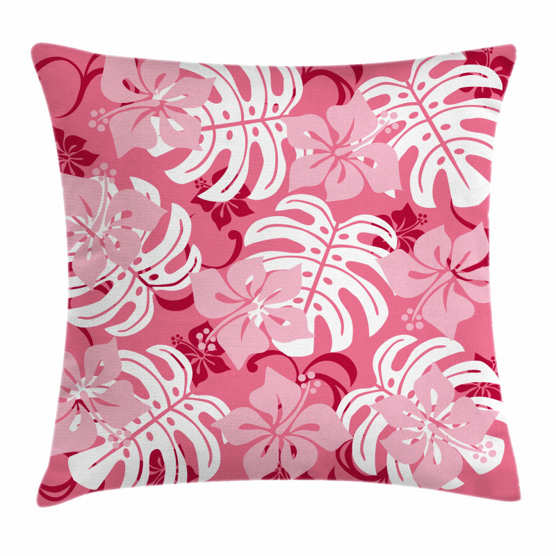 Monstera Leaves Blossoms Pillow Cover