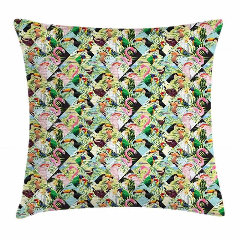 Tropical Jungle Parrots Pillow Cover