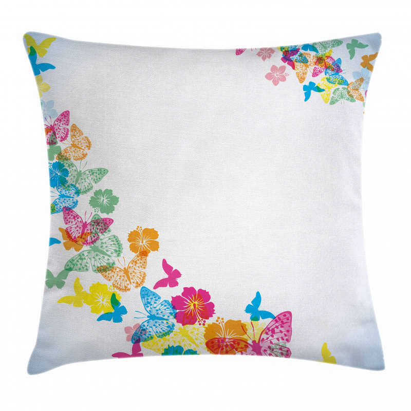 Colorful Butterfly Borders Pillow Cover