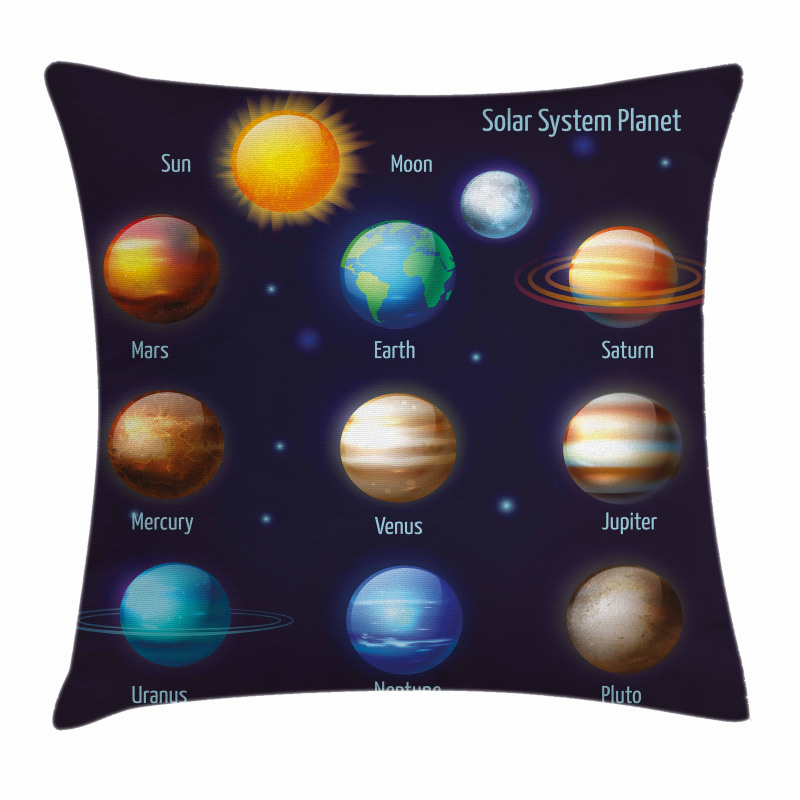 Solar System and Sun Pillow Cover