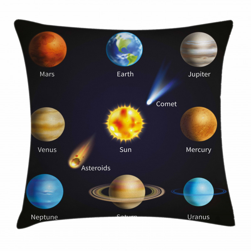 Space Objects Comet Pillow Cover