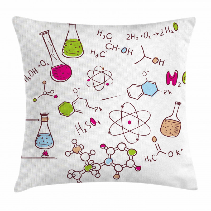 Doodle Style Atom Pillow Cover