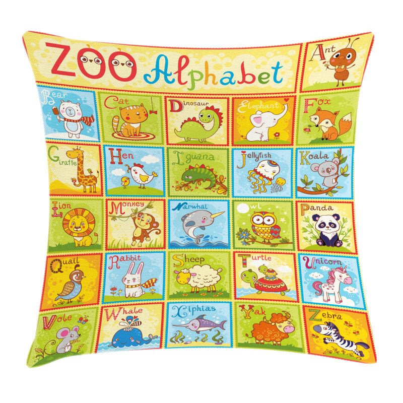 Zoo Alphabet Style Pillow Cover