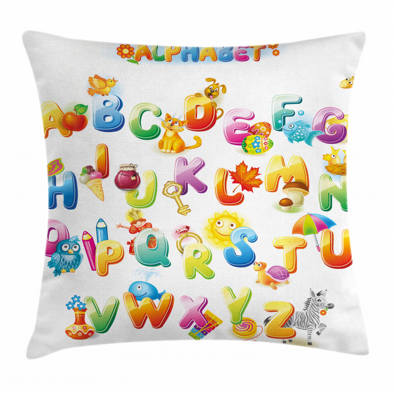 Cartoon Alphabet Pillow Cover