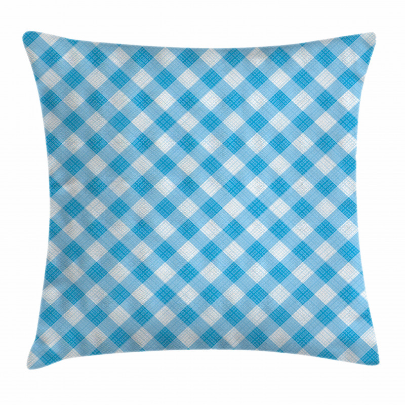 Blue and White Plaid Pillow Cover