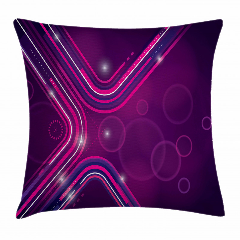 Purple Lines Circles Pillow Cover