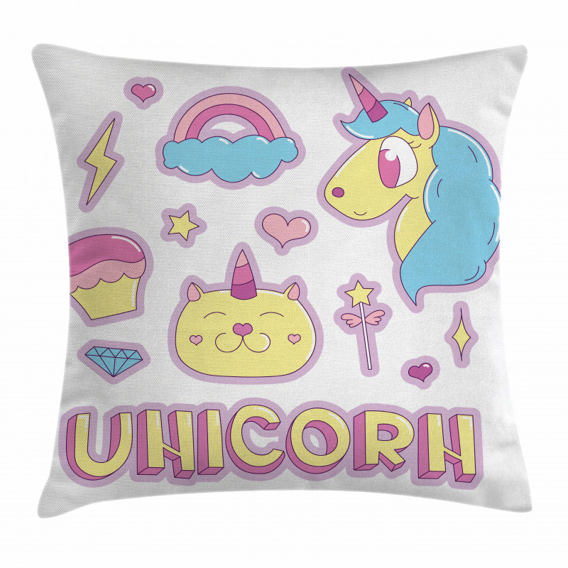 Rengarenk Minder Kılıfı Pembe Mavi Unicornlar