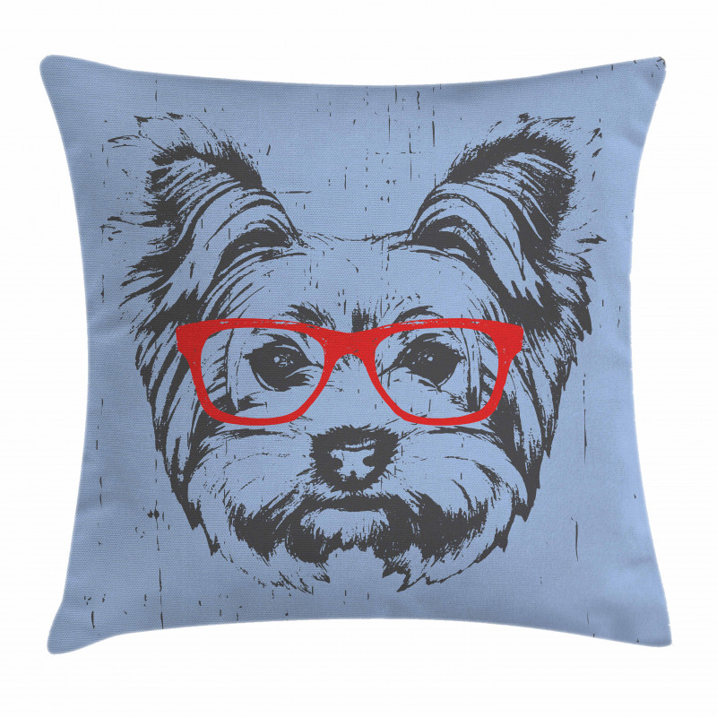 Fun Portrait Red Glasses Pillow Cover