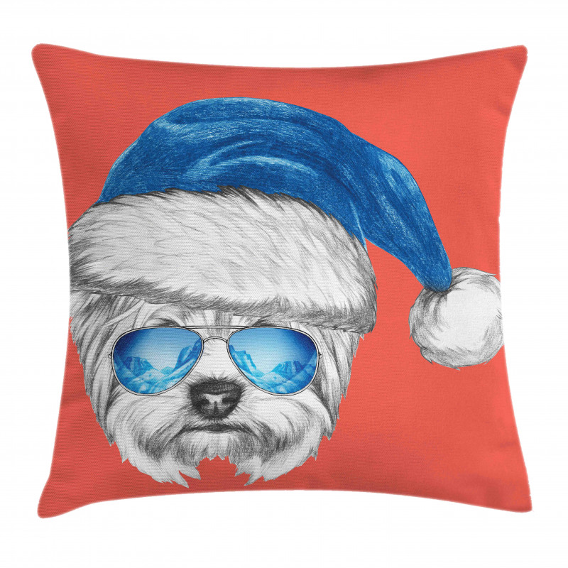 Blue Santa Hat Funny Pillow Cover