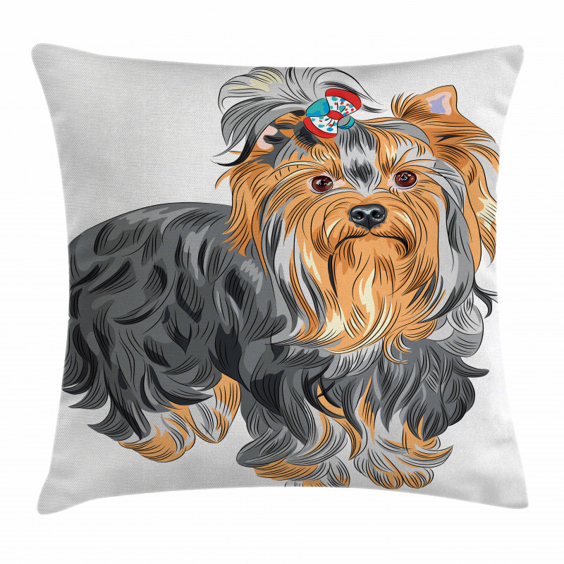 Terrier with Bow Pillow Cover
