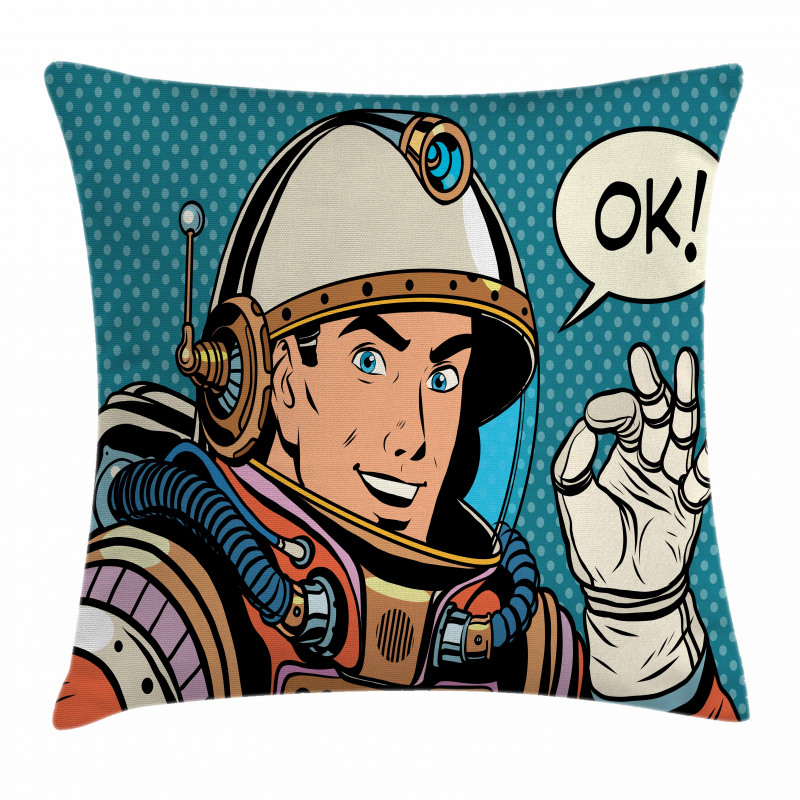 Space Man Gesturing Pillow Cover