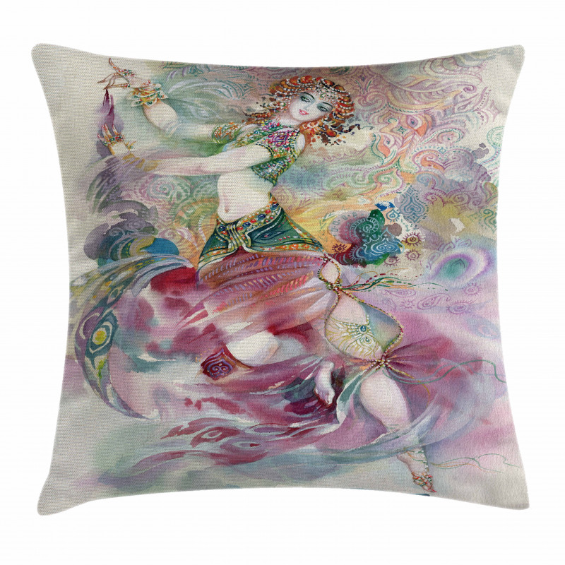Oriental Dancer Girl Pillow Cover