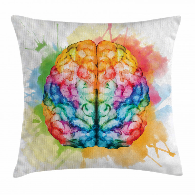 Colorful Human Brain Pillow Cover