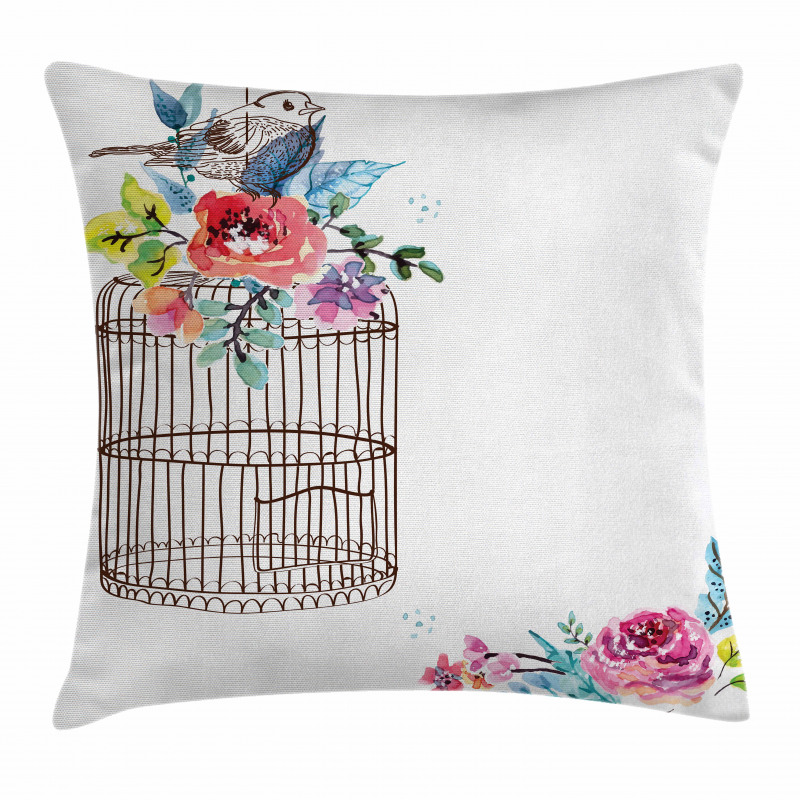 Sketch Bird Cage Pillow Cover