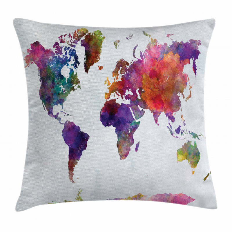 Colorful World Map Pillow Cover