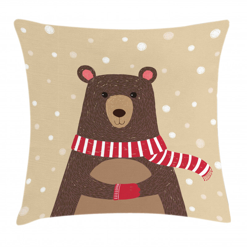 Bear Red Scarf Pillow Cover