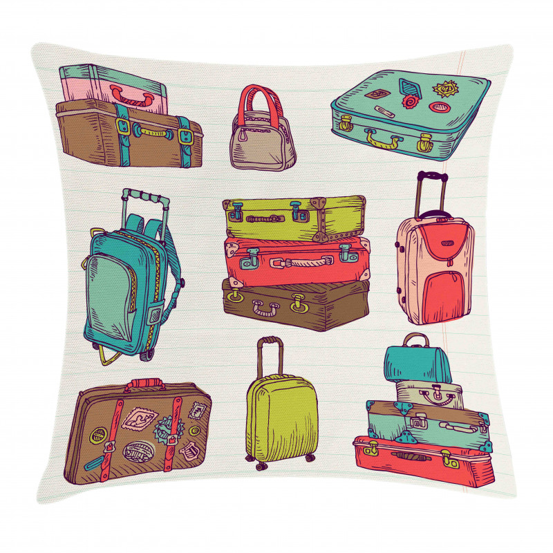 Colorful Suitcases Pillow Cover