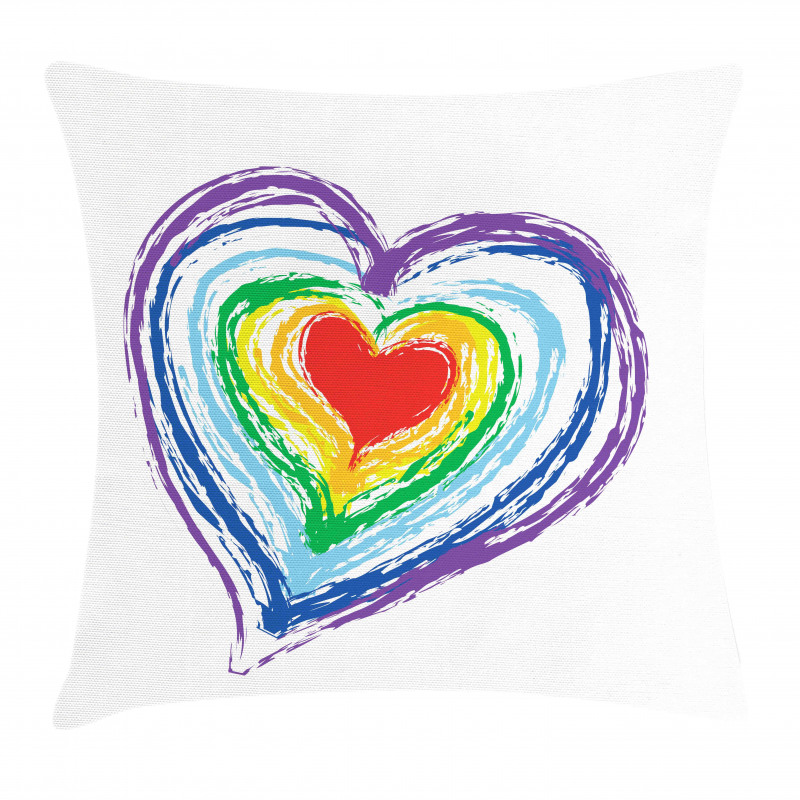 Nested Rainbow Heart Pillow Cover