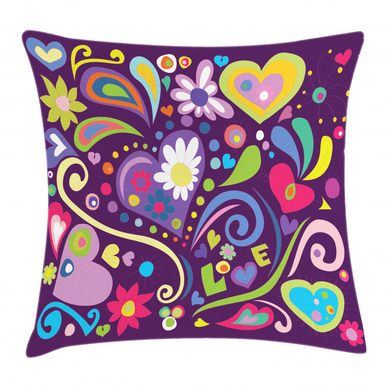 Sixties Inspired Love Pillow Cover