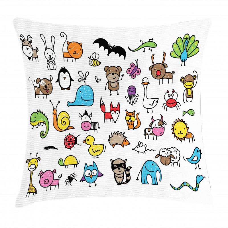 Cartoon Nursery Animals Pillow Cover