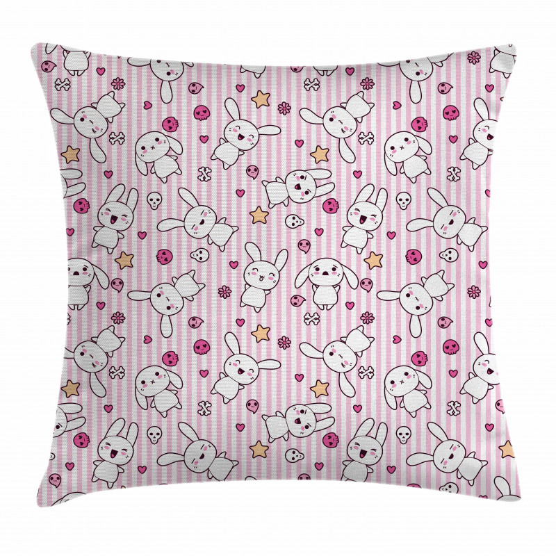 Loveable Bunnies Faces Pillow Cover