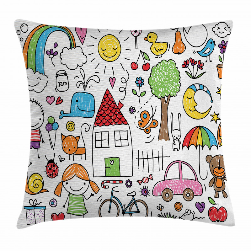 House Girl and Boy Bear Pillow Cover