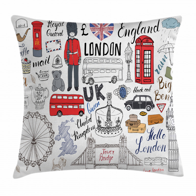 London Double Decker Bus Pillow Cover