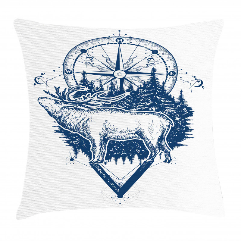 Deer Compass Ethnic Pillow Cover