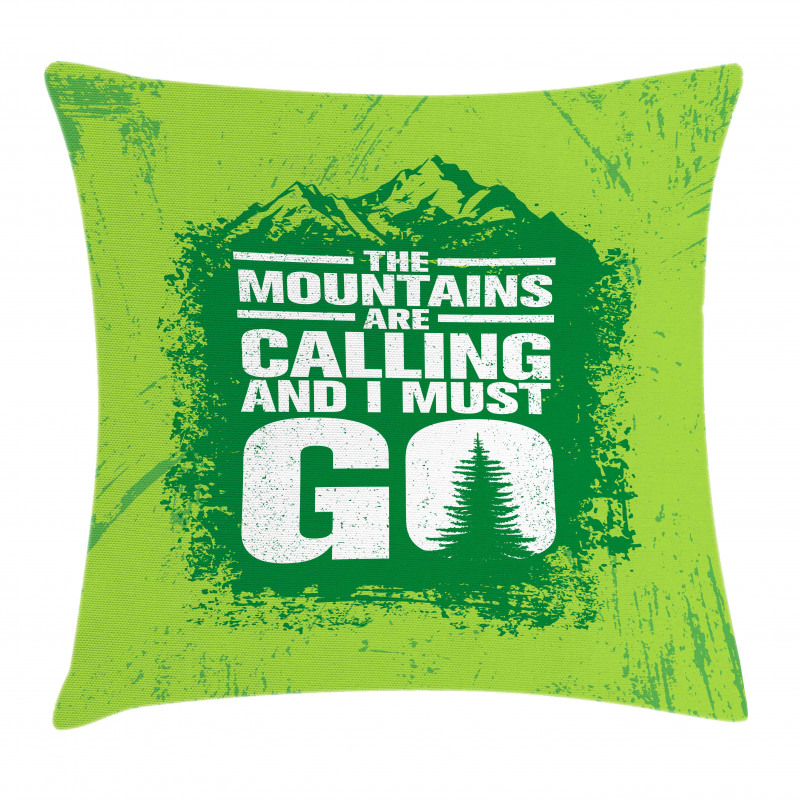 Grungy Mountains Text Pillow Cover