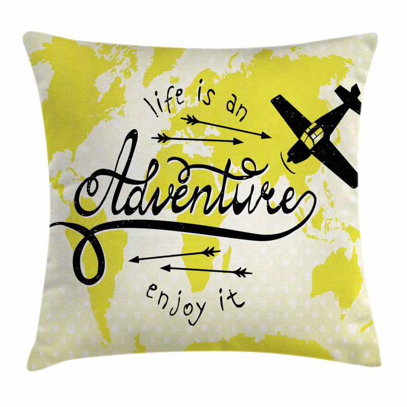 World Map Airplane Pillow Cover
