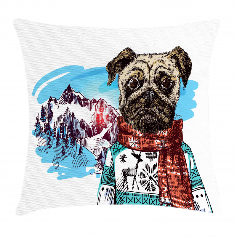 Sketch Style Dog Doodle Pillow Cover