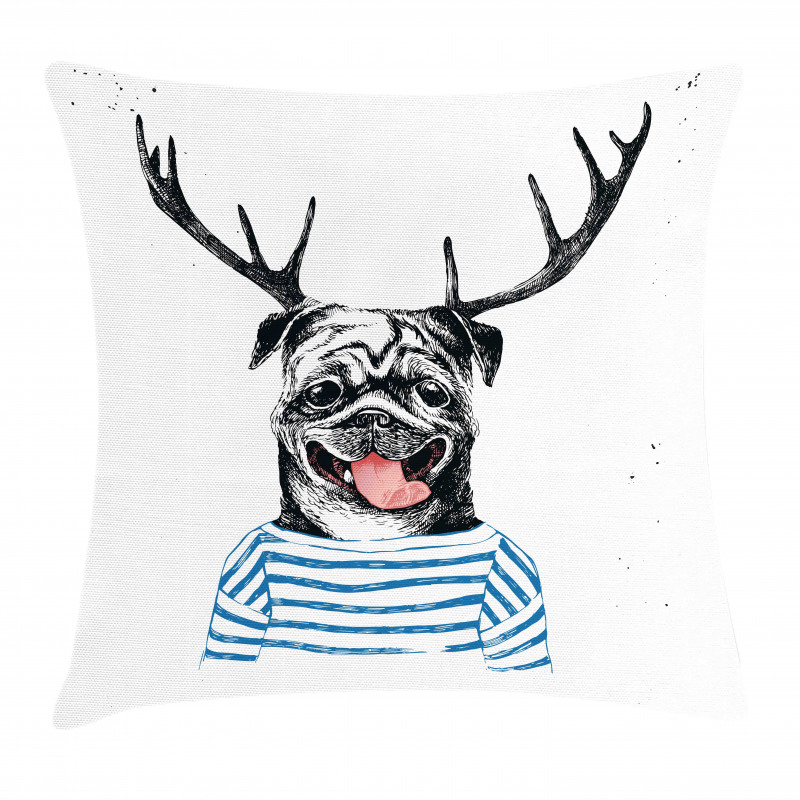 Dog with Antlers Surreal Pillow Cover