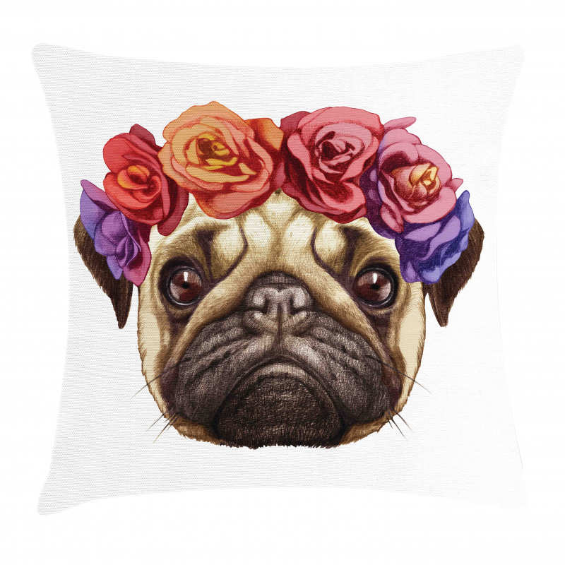 Floral Head Wreath Fun Pillow Cover