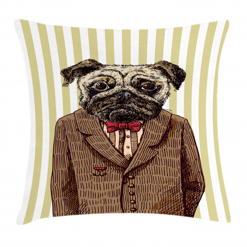 Smart Dressed Dog Suit Pillow Cover