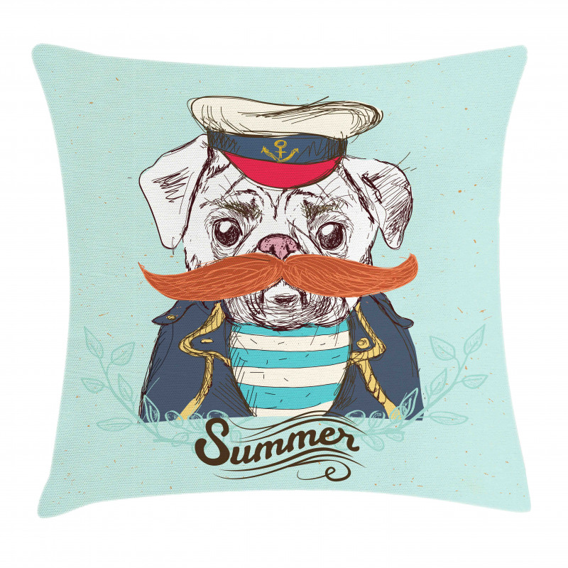 Captain Dog with Hat Jacket Pillow Cover