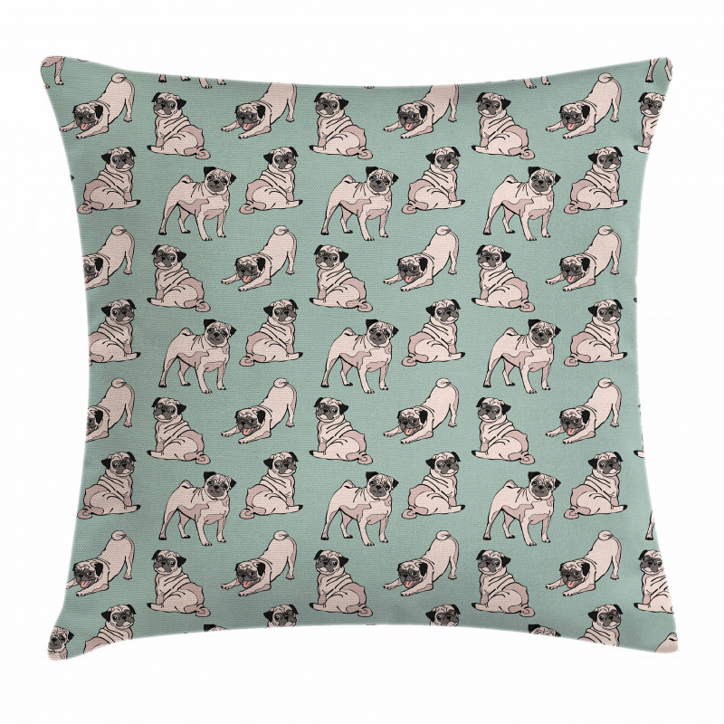 Sitting Stretching Dog Pillow Cover