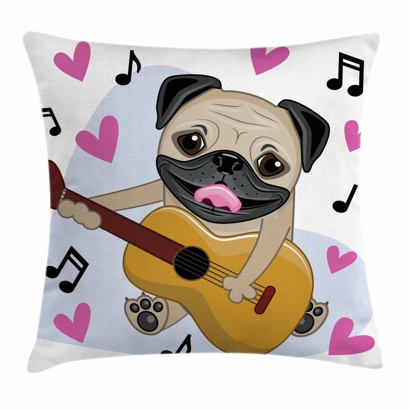 Dog Playing Guitar Singing Pillow Cover