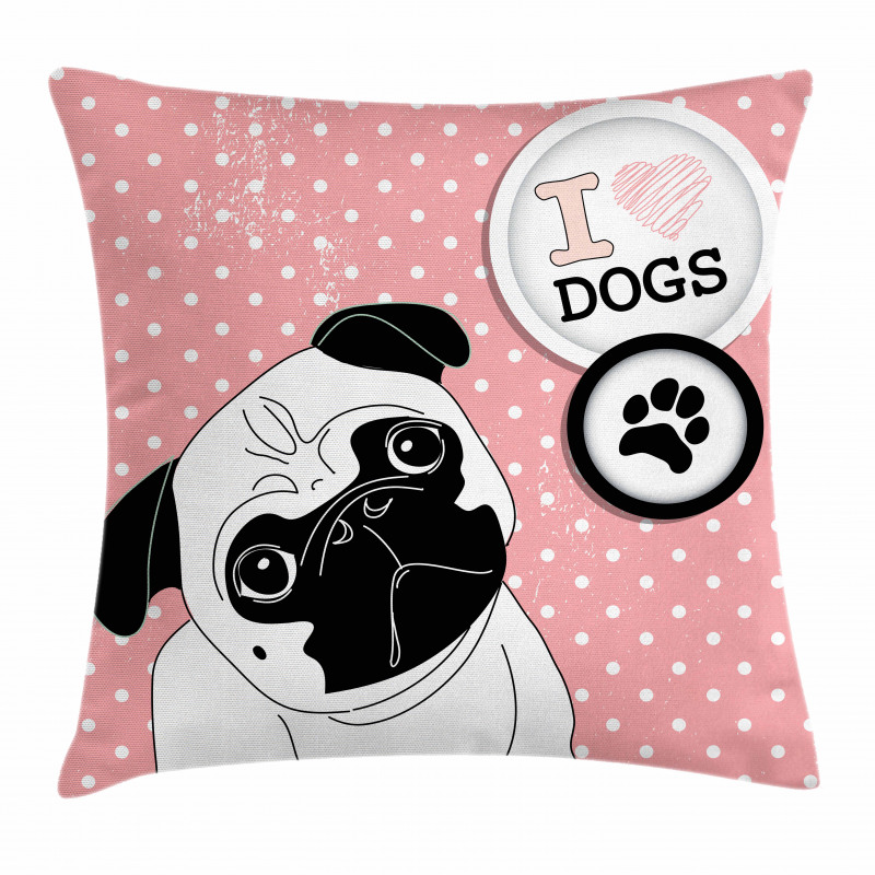 I Love Dogs Paw Print Logo Pillow Cover